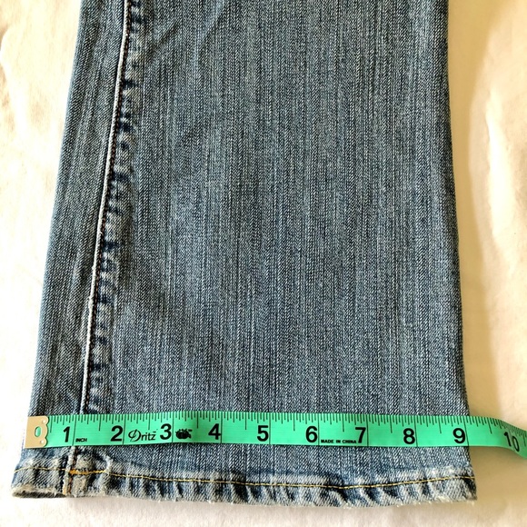 Flare wide leg stretch stone-washed faded denim jeans women’s size 27 26 25 - Picture 8 of 13